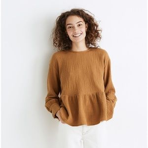MADEWELL Lightspun Button-Back Peplum Top